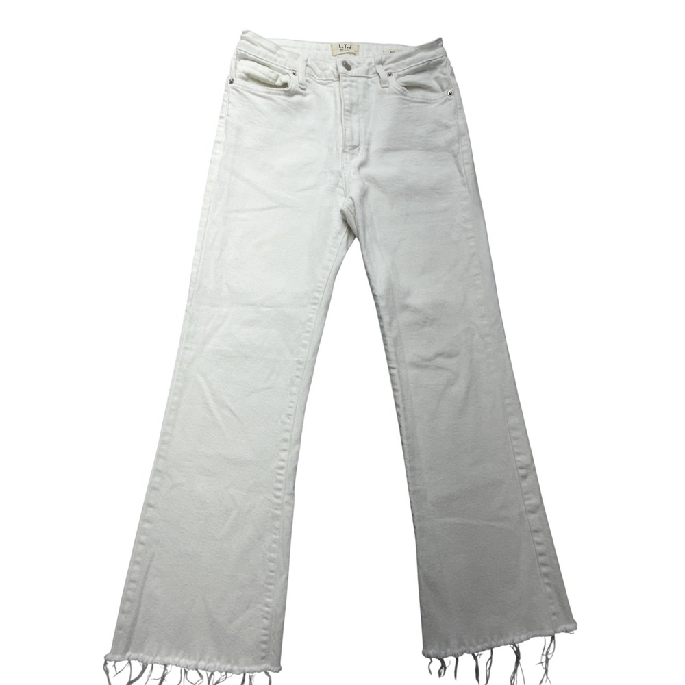 L.T.J Sicily Straight Jeans Womens 27 White High Rise Cropped Raw Hem